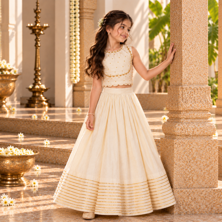 The Ivory Heirloom Lehenga for girls