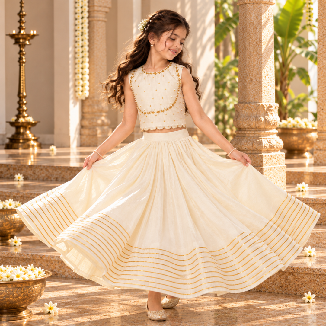 The Ivory Heirloom Lehenga for girls