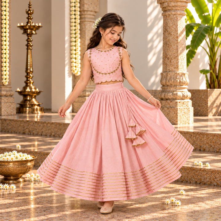 Gulabi choli lehenga for girls