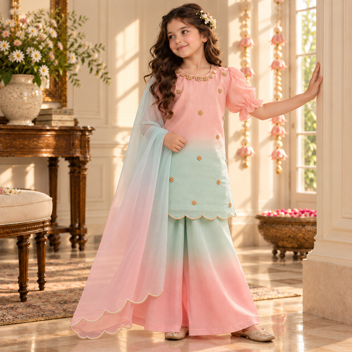 Ombre Pearl — Chanderi Sharara Set