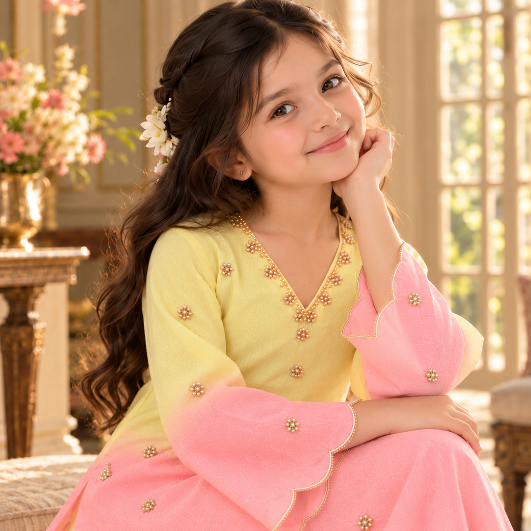 Candy Floss Ombre Pearl — Chanderi Sharara Set