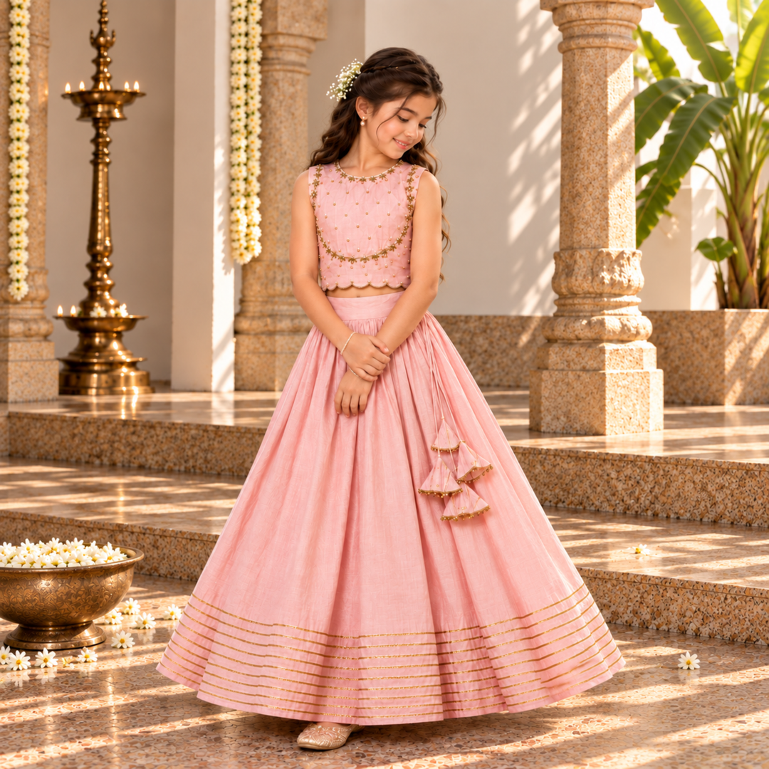 Gulabi choli lehenga for girls