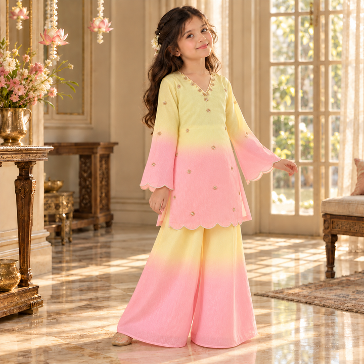 Candy Floss Ombre Pearl — Chanderi Sharara Set