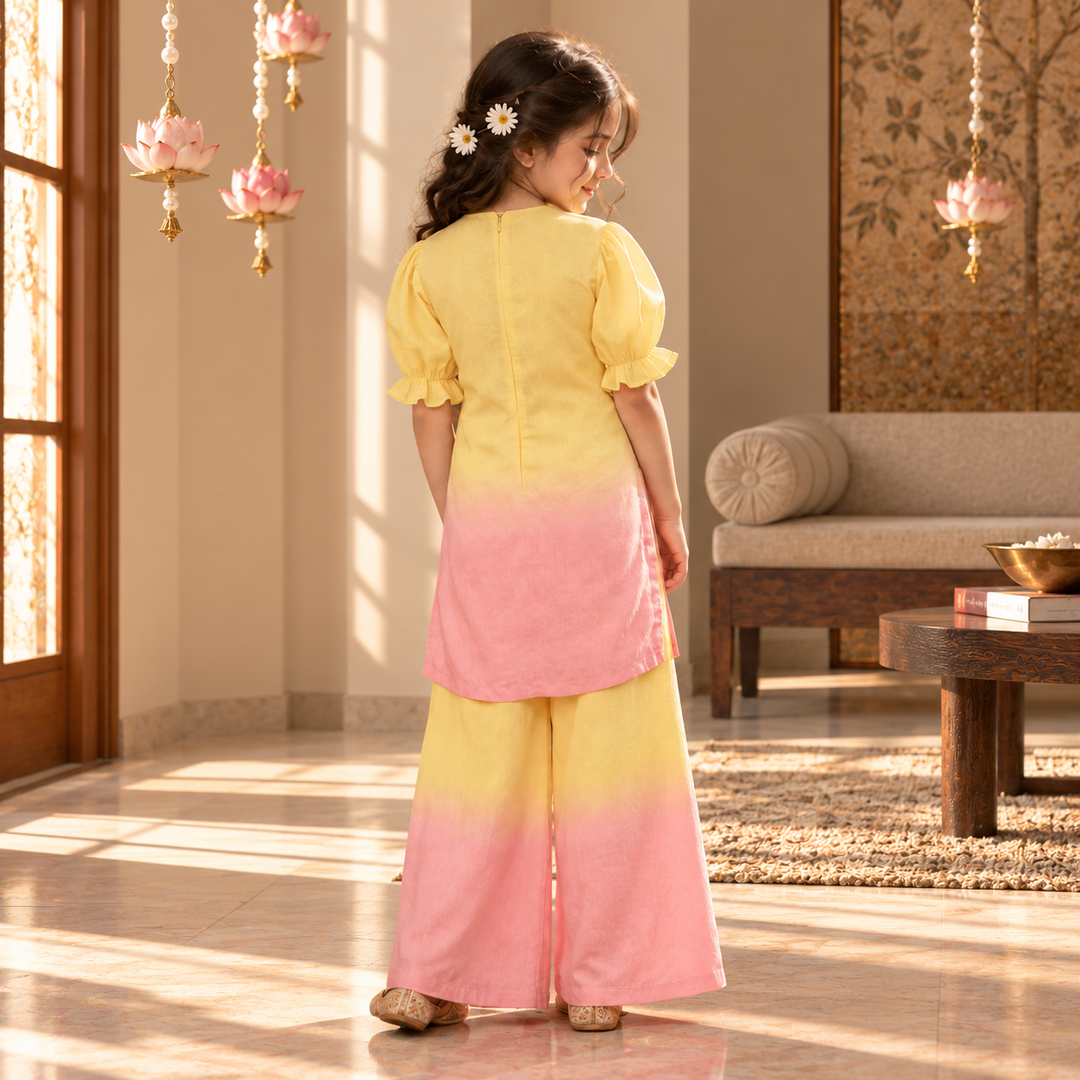 Flamingo Ombre Pearl — Chanderi Sharara Set