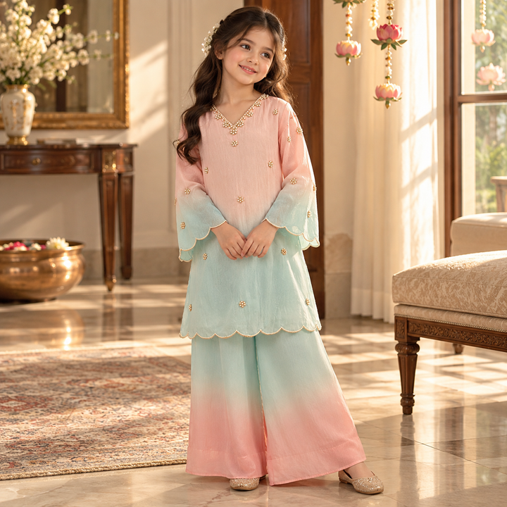 Candy Ombre Pearl — Chanderi Sharara Set
