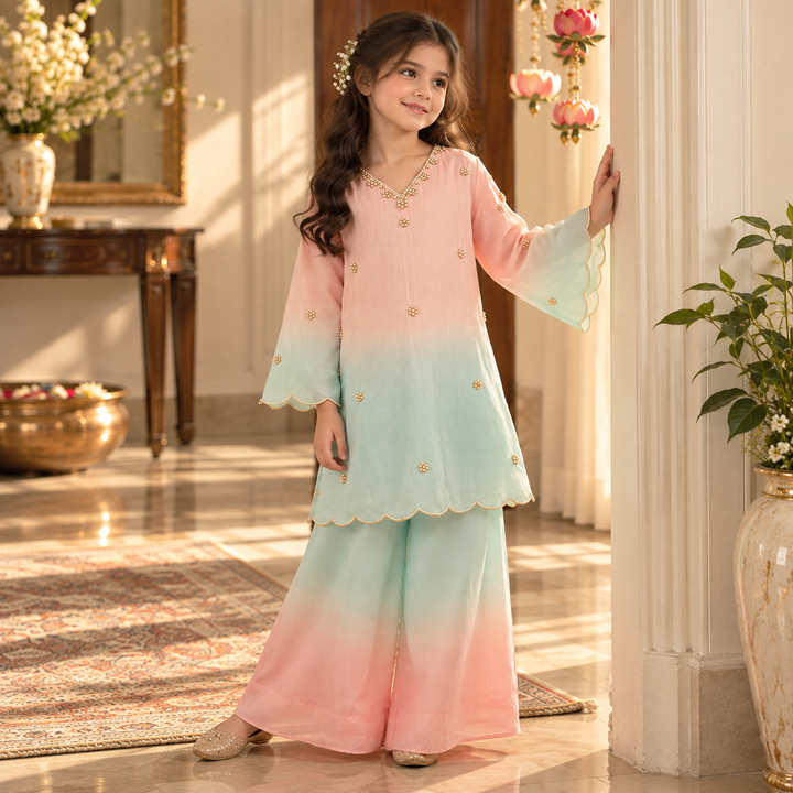 Candy Ombre Pearl — Chanderi Sharara Set
