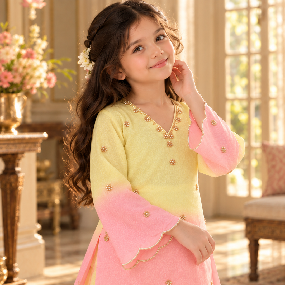Candy Floss Ombre Pearl — Chanderi Sharara Set