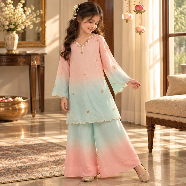 Candy Ombre Pearl — Chanderi Sharara Set