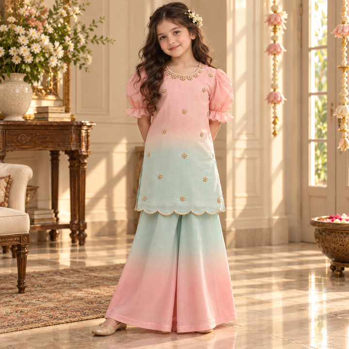 Ombre Pearl — Chanderi Sharara Set