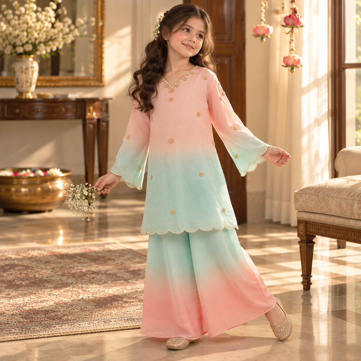 Candy Ombre Pearl — Chanderi Sharara Set