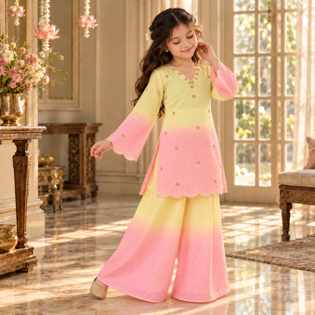 Candy Floss Ombre Pearl — Chanderi Sharara Set