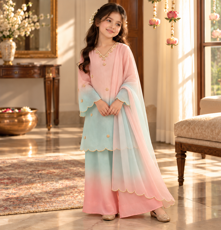 Candy Ombre Pearl — Chanderi Sharara Set