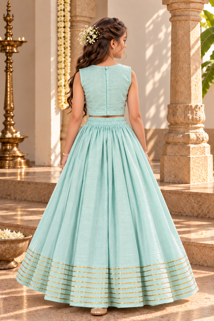 Powder Blue Girls Lehenga | Dabka Work