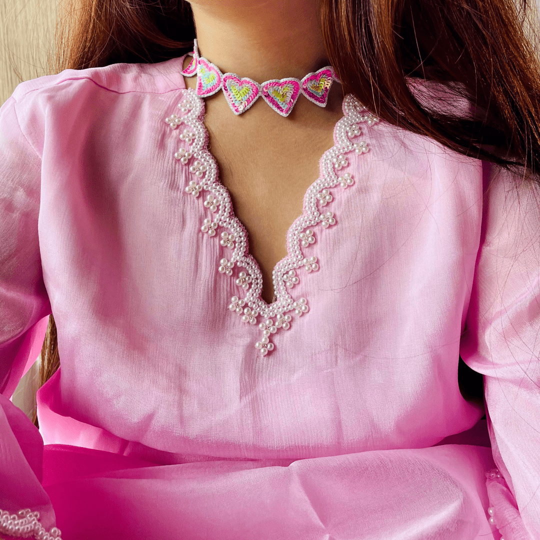 Fun and elegant rainbow heart choker in Hyderabad, ideal for Diwali, weddings, and ethnic outfits.