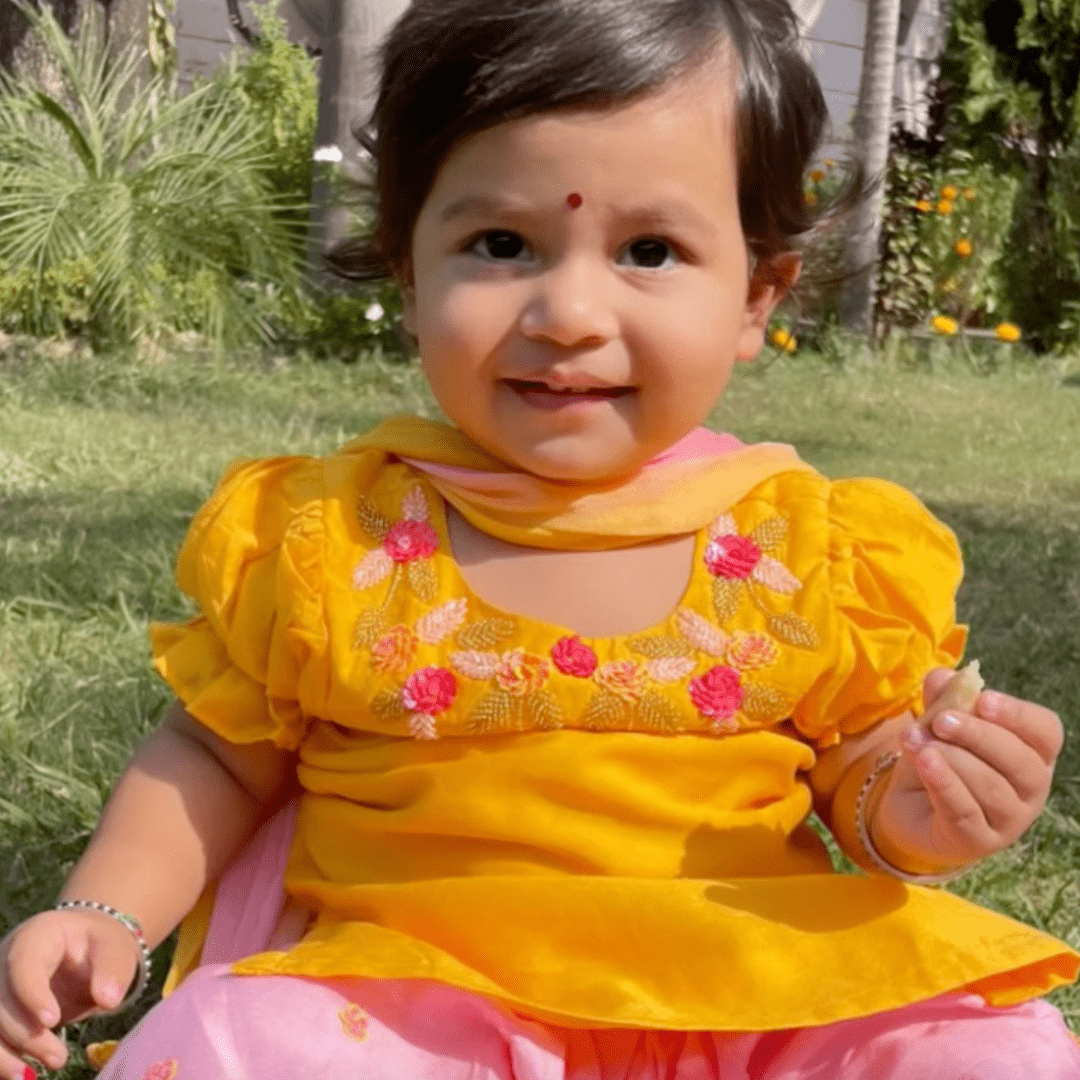 Traditional yellow Chanderi suit salwar for girls for Indian weddings in Dubai