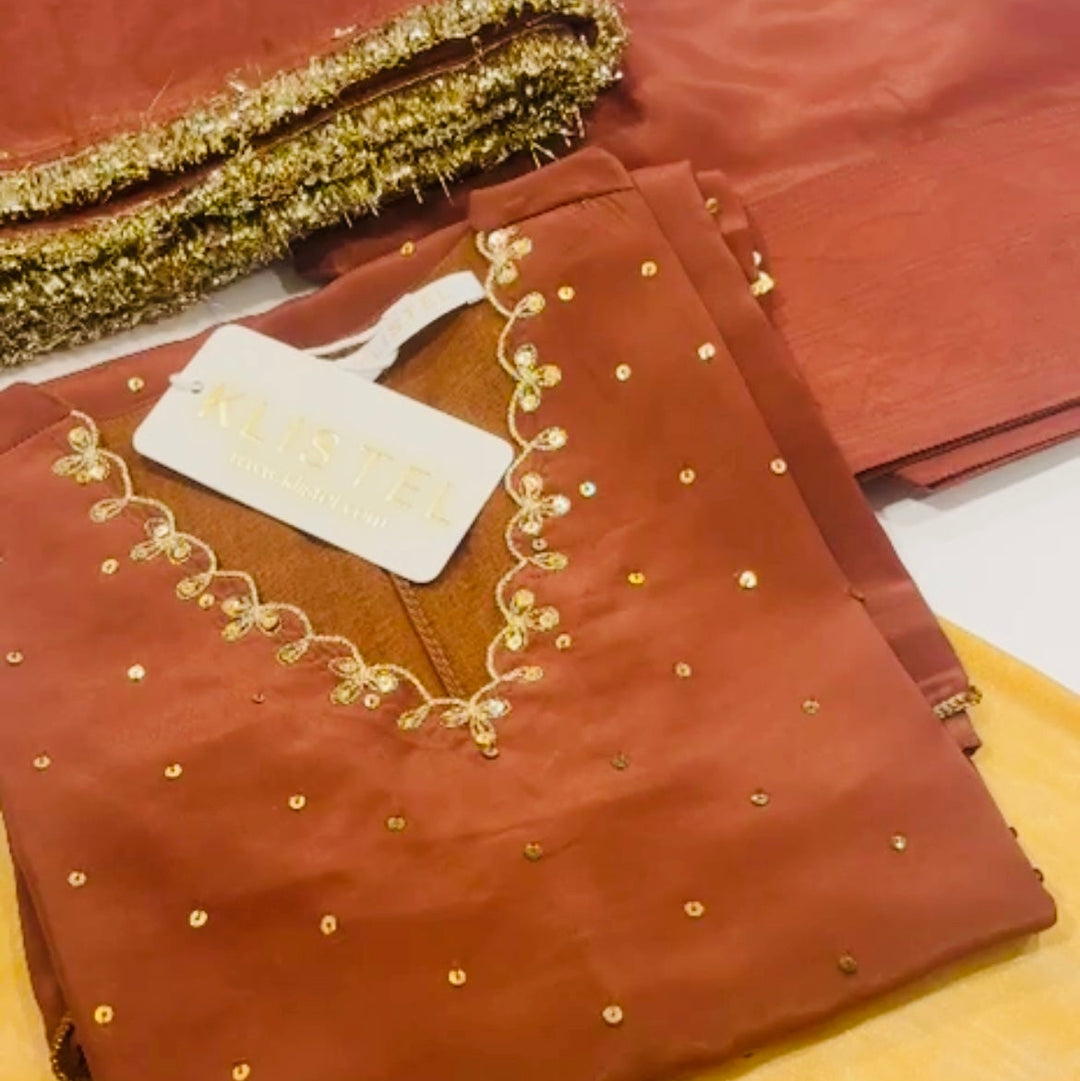 Chocolate farshi salwar set for girls for Indian wedding in South Delhi