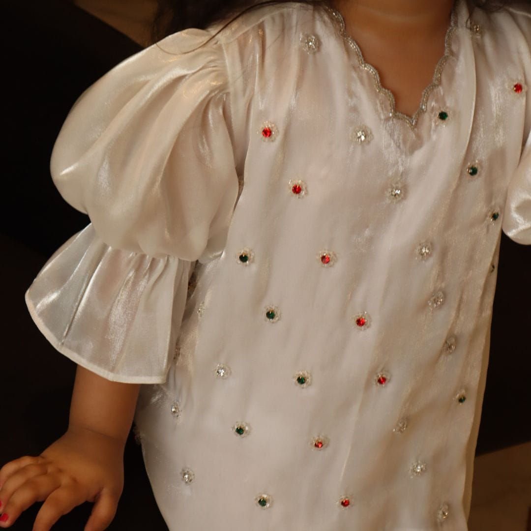 Christmas-ready white tunic for girls Dubai Mall 