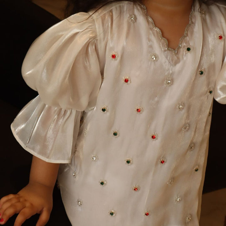 Christmas-ready white tunic for girls Dubai Mall 