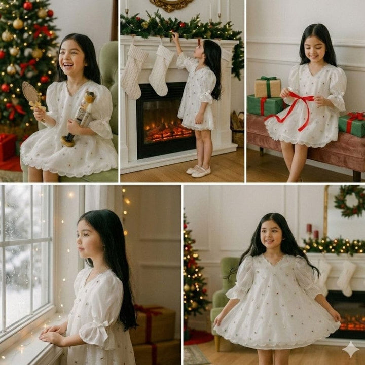 Christmas white tunic styling for girls Singapore