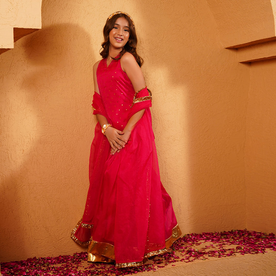 Luxury kids sharara organza dupatta Navratri celebration