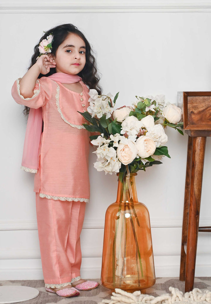Designer peach salwar set for girls premium wedding wear Mumbai Singapore