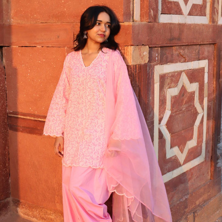 Designer pink floral printed ethnic wear for girls for Navratri in Mumbai