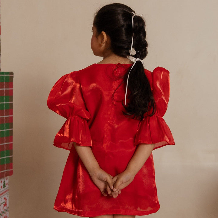 Designer red ethnic tunic for girls for Christmas party in Mumbai
