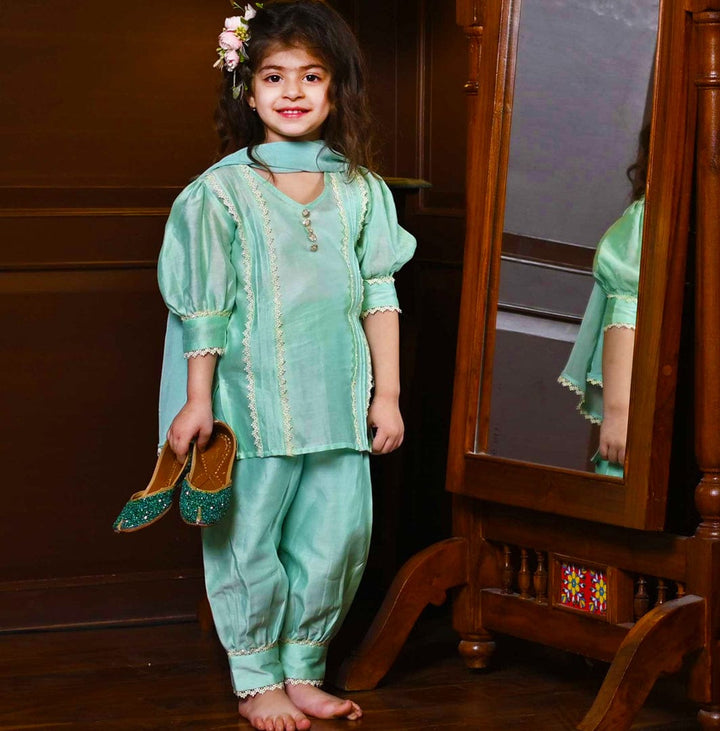 Designer sea green ethnic wear for girls for mehendi and haldi in South Delhi