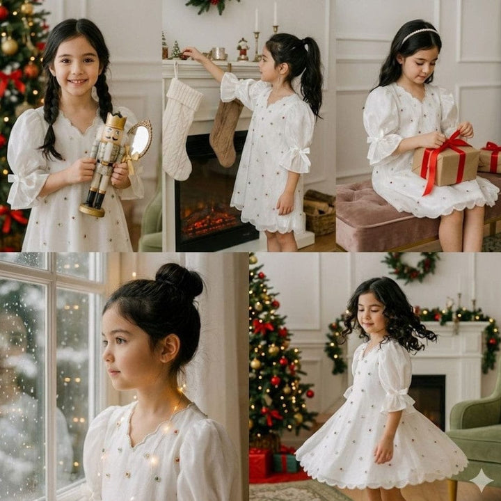 Designer white tunic for girls Bangalore Christmas look