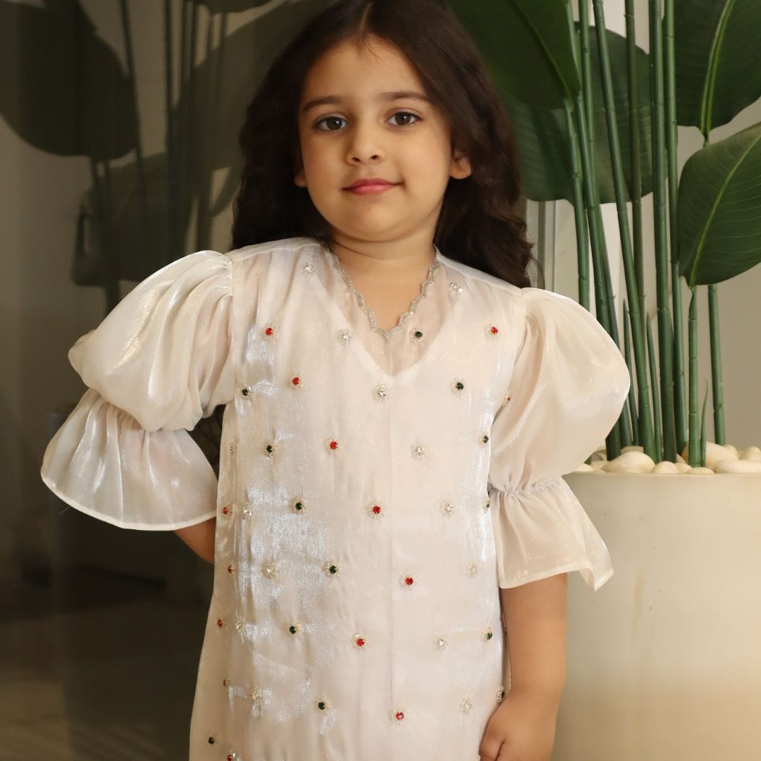 Designer white tunic for girls Bangalore Christmas look