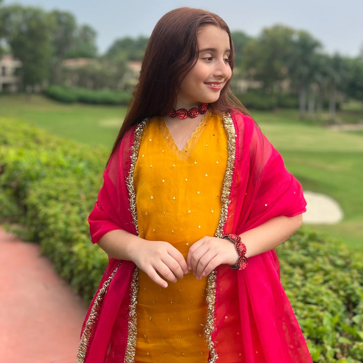 Designer red sequin choker in Hyderabad, adjustable and non-irritable festive jewelry for girls.