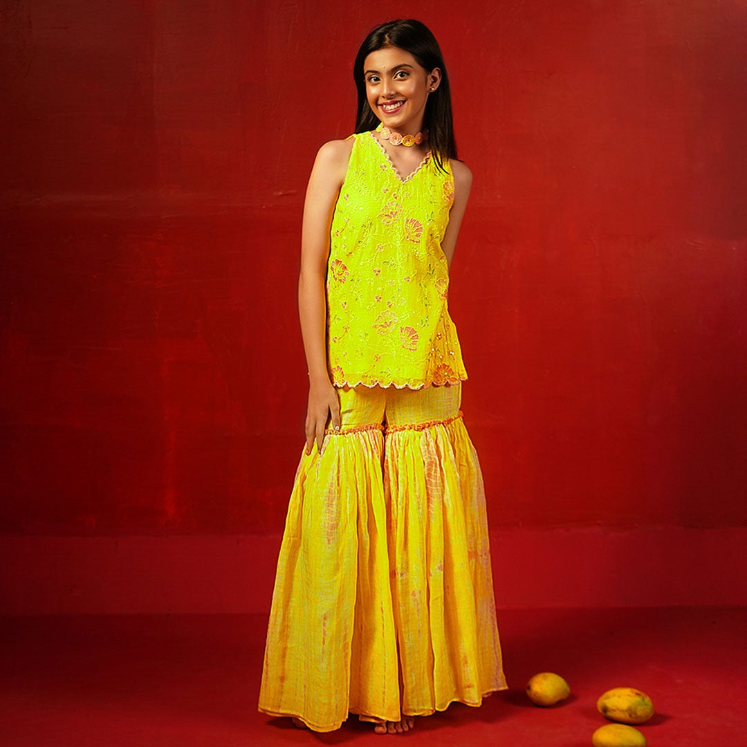 Navratri Garba sharara set handmade ethnic wear for kids Ahmedabad