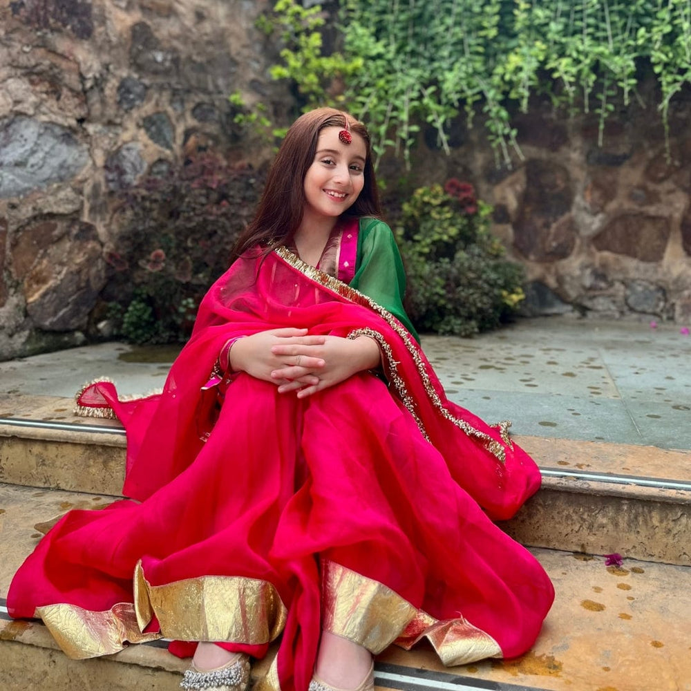 Luxury emerald green sharara set for girls for mehendi and sangeet in South Bombay