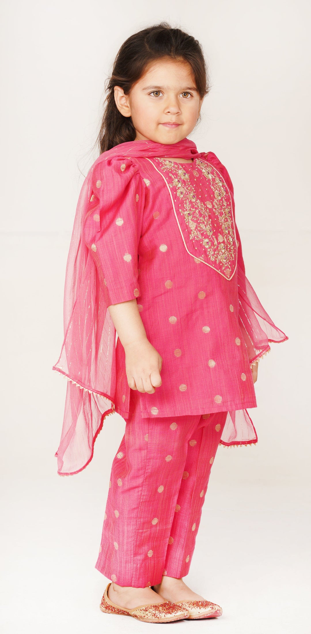 Fuschia pink salwar suit for girls for Dubai NRI wedding functions