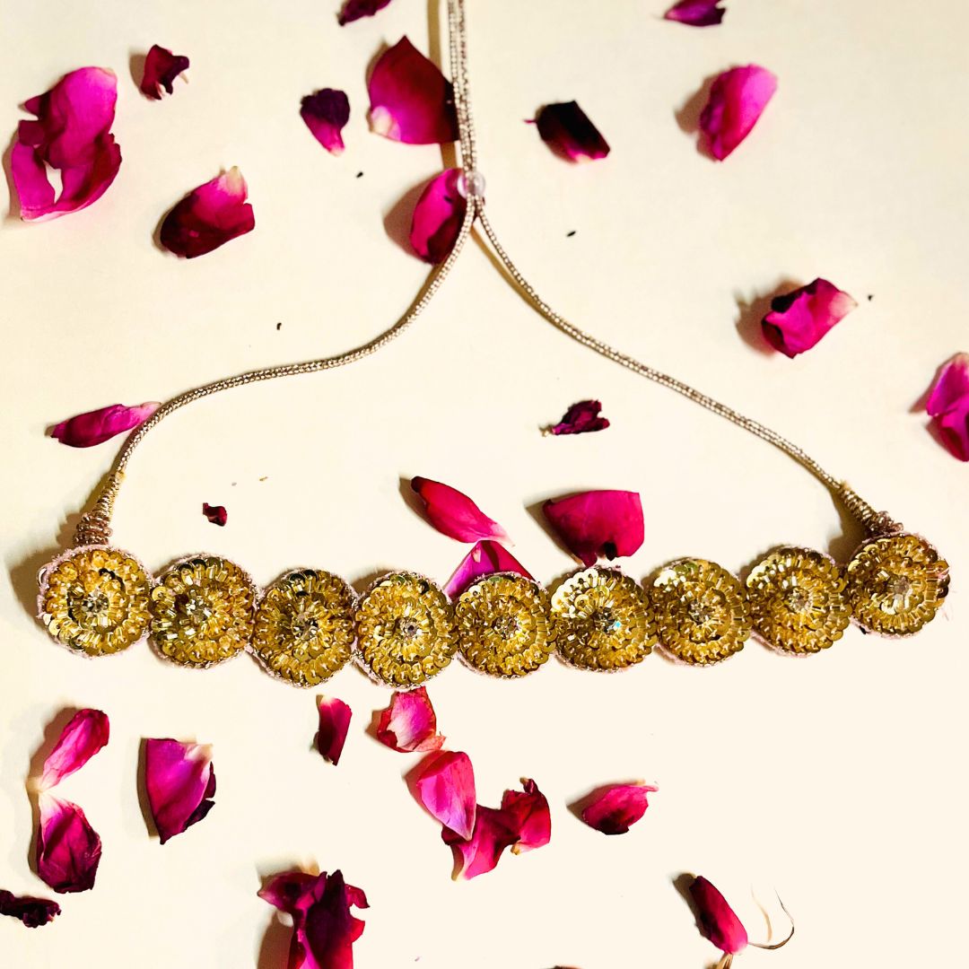 Ethnic golden handmade choker with sequins for teens Indian salwar lehenga in Sydney