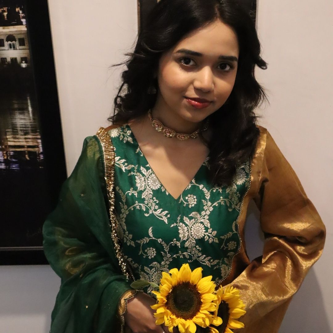 Golden tissue ethnic outfit for girls for Eid in Singapore