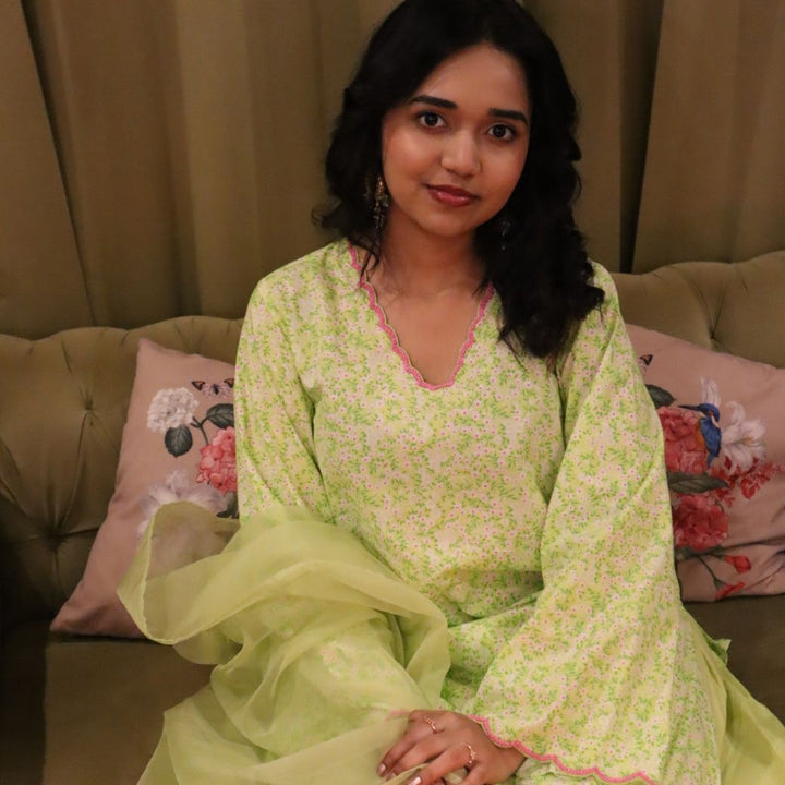 Green designer farshi salwar set for girls for Hyderabad wedding