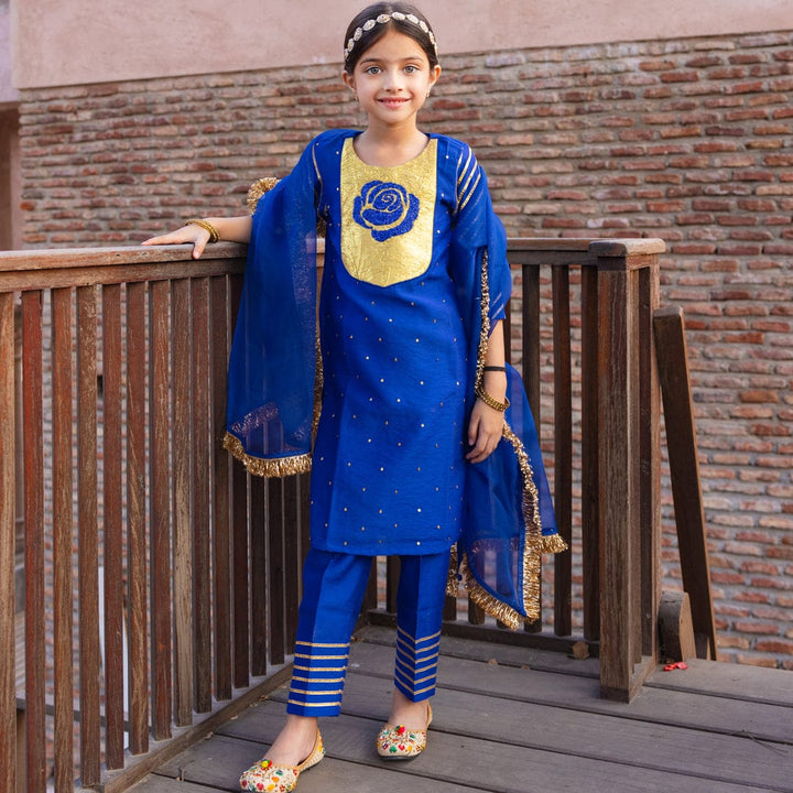 Handcrafted Persian blue suit salwar for girls for NRI weddings in Dubai