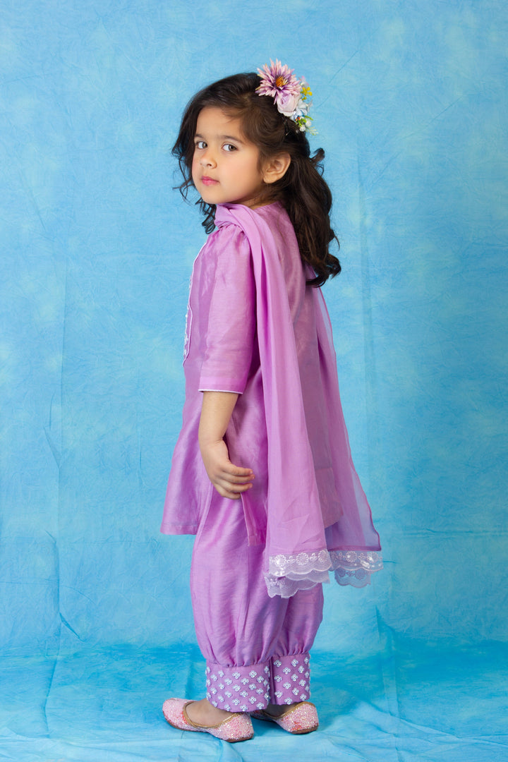 Handcrafted lilac salwar dress for girls luxury traditional wear Dubai Singapore