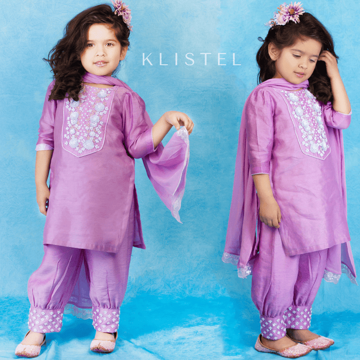 Handcrafted lilac salwar kameez girls elegant ethnic wear Singapore Saudi Arabia