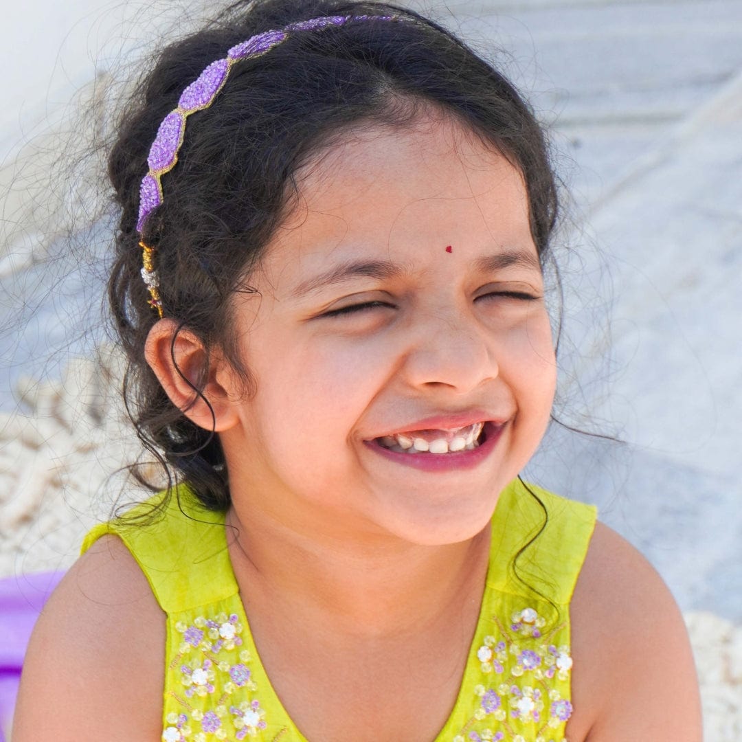 Handcrafted lilac stone hairband for girls festive ethnic wear weddings and festivals