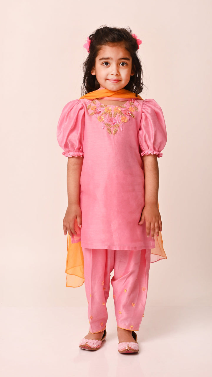 Luxury peach wedding salwar suit for girls with Swarovski lace for brunch in Singapore