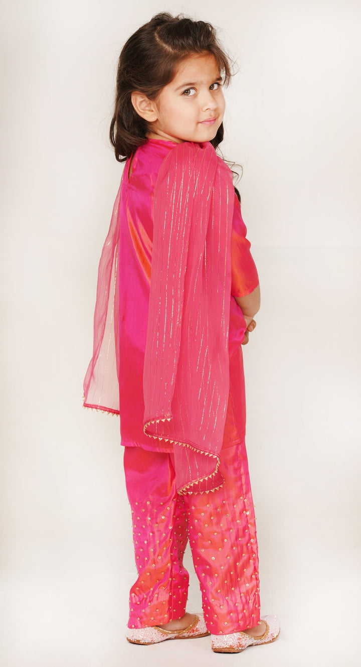 Handcrafted pink embroidered salwar suit for girls for reception in Hyderabad