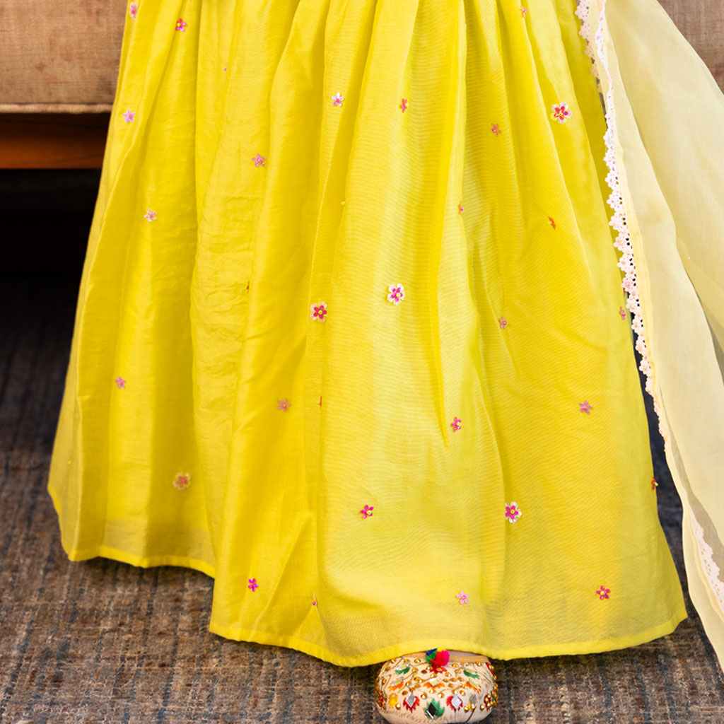 Artisan sharara Diwali festival golden zari handwork ethnic outfit girls Mumbai Dubai