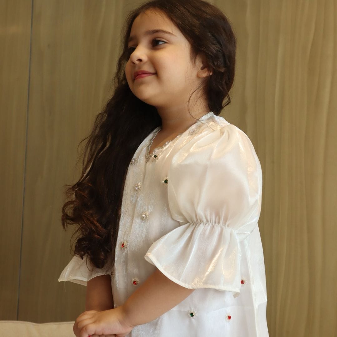 Holiday season white tunic for girls UAE