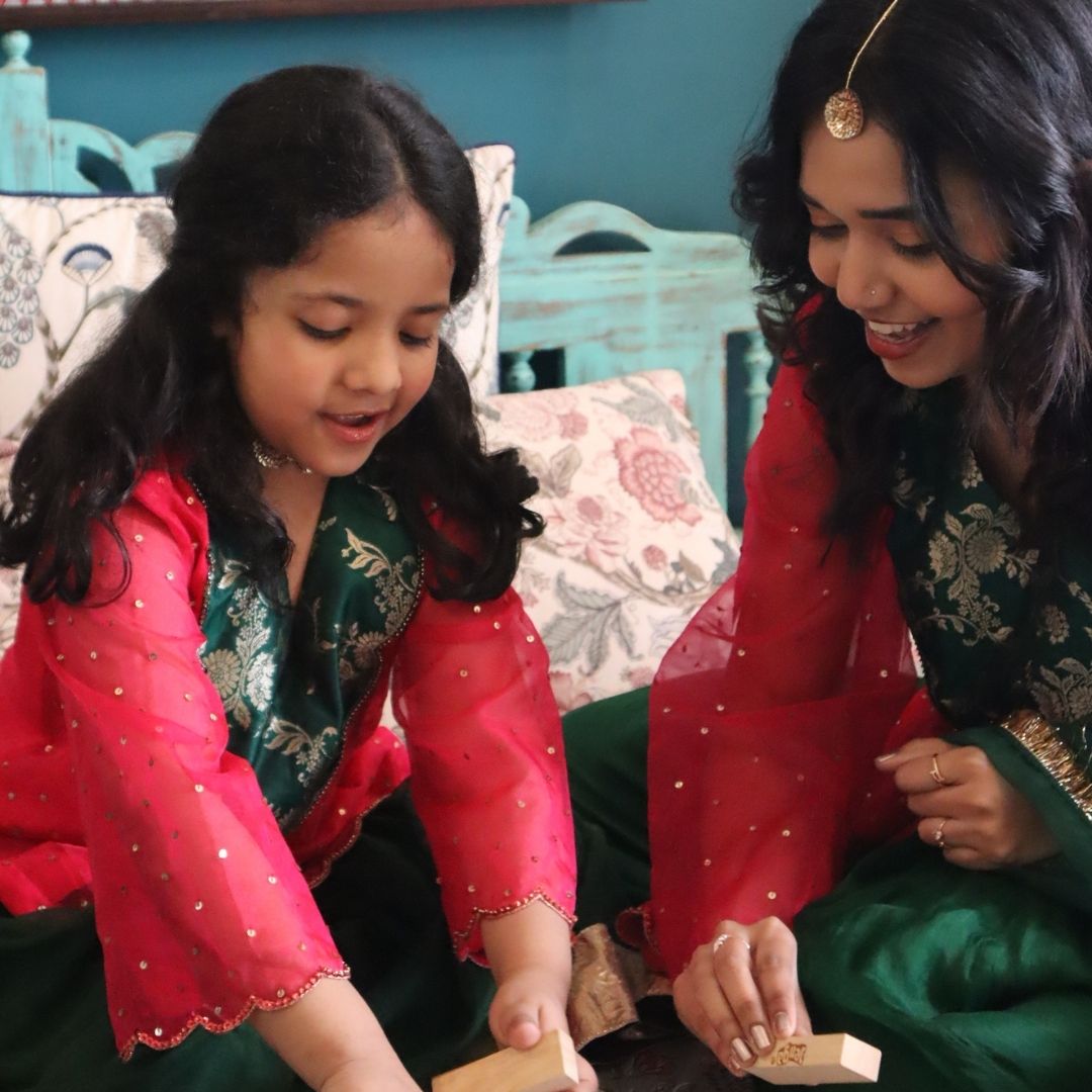 Hyderabad luxury festive wear mother daughter matching outfit