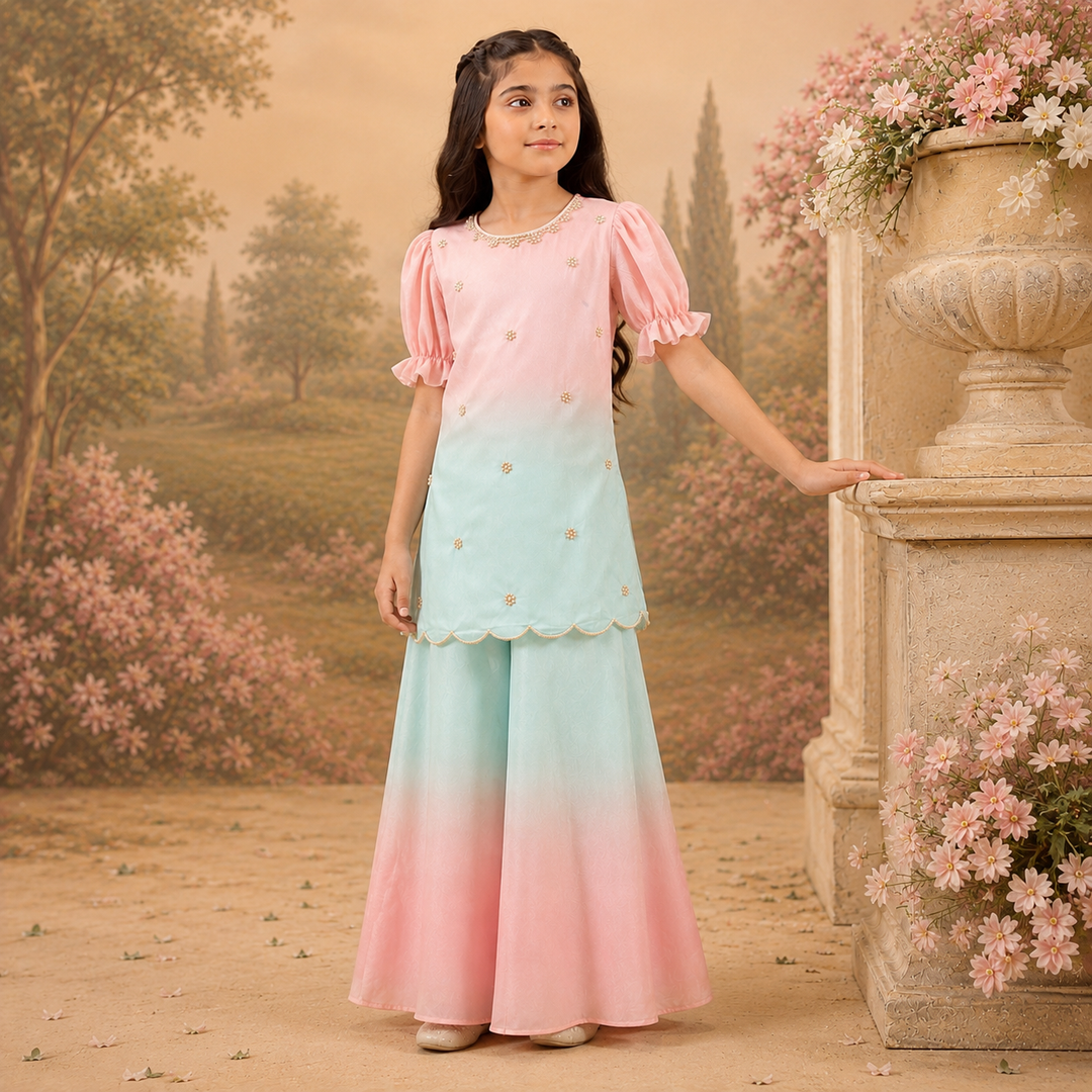 Ombre Pearl — Chanderi Sharara Set