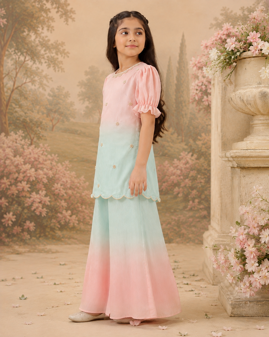 Ombre Pearl — Chanderi Sharara Set