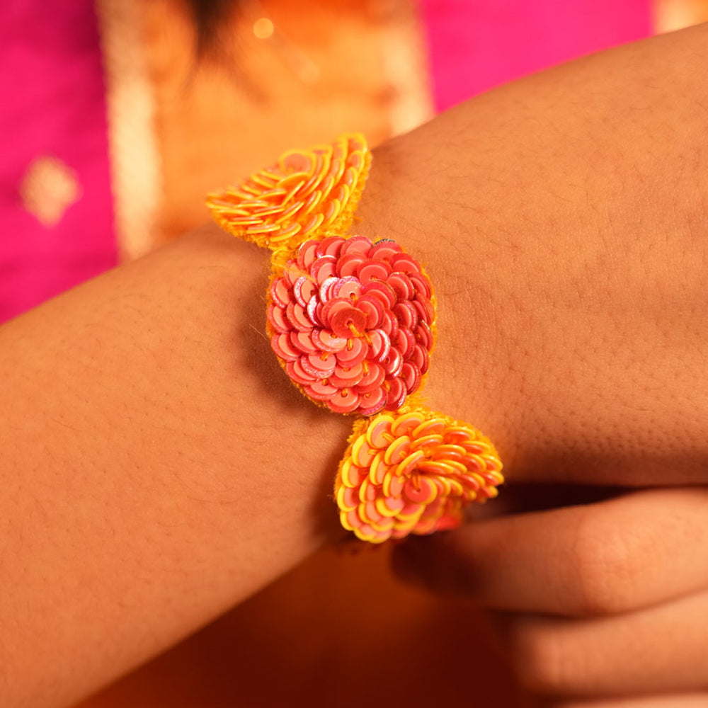“Floral-inspired bracelet for girls, designed for ethnic and festive wear – great for Durga Puja, Haldi, or wedding functions.”