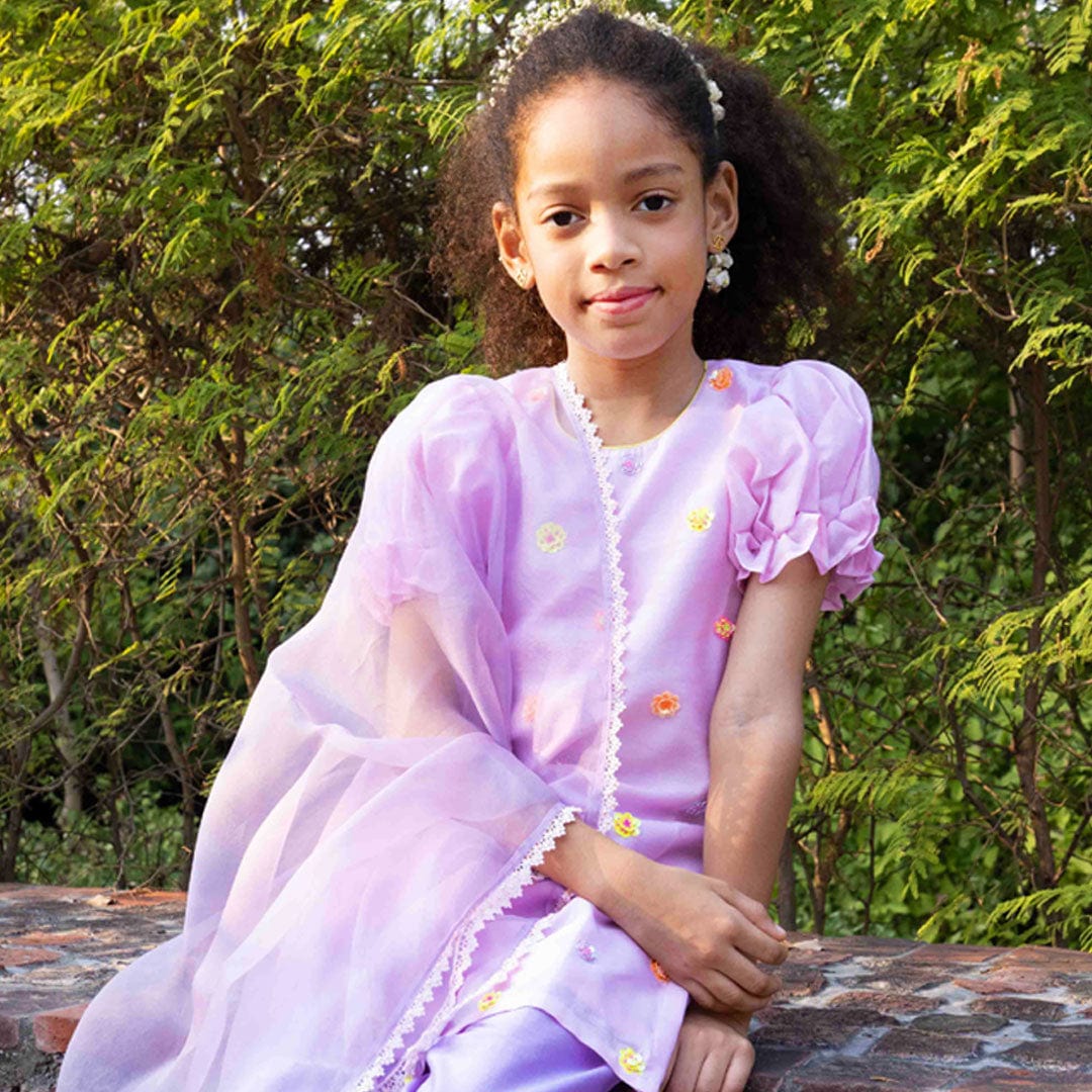 Lilac embroidered salwar kameez for girls festive party wear Mumbai Dubai
